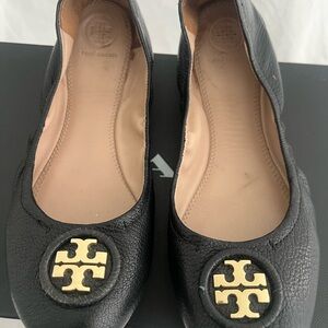 Tory Burch Black and Gold Loafers